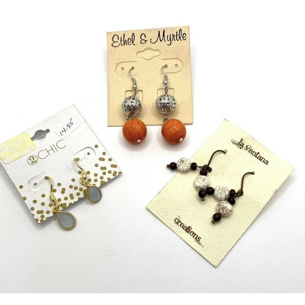 Earrings Lot 3 Pairs New Dangles Drops Jewelry Fashion